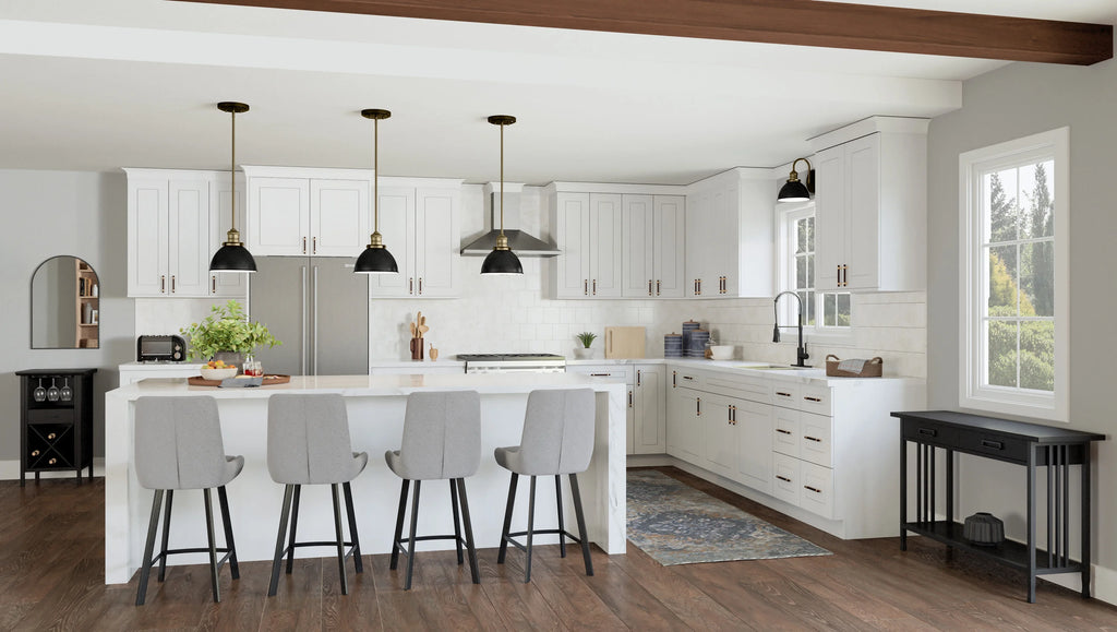 Design House Brookings Meuble bas de cuisine à assembler en bois Shaker, 2 portes et 2 tiroirs (48 x 34,5 x 24), blanc Sherwin Williams