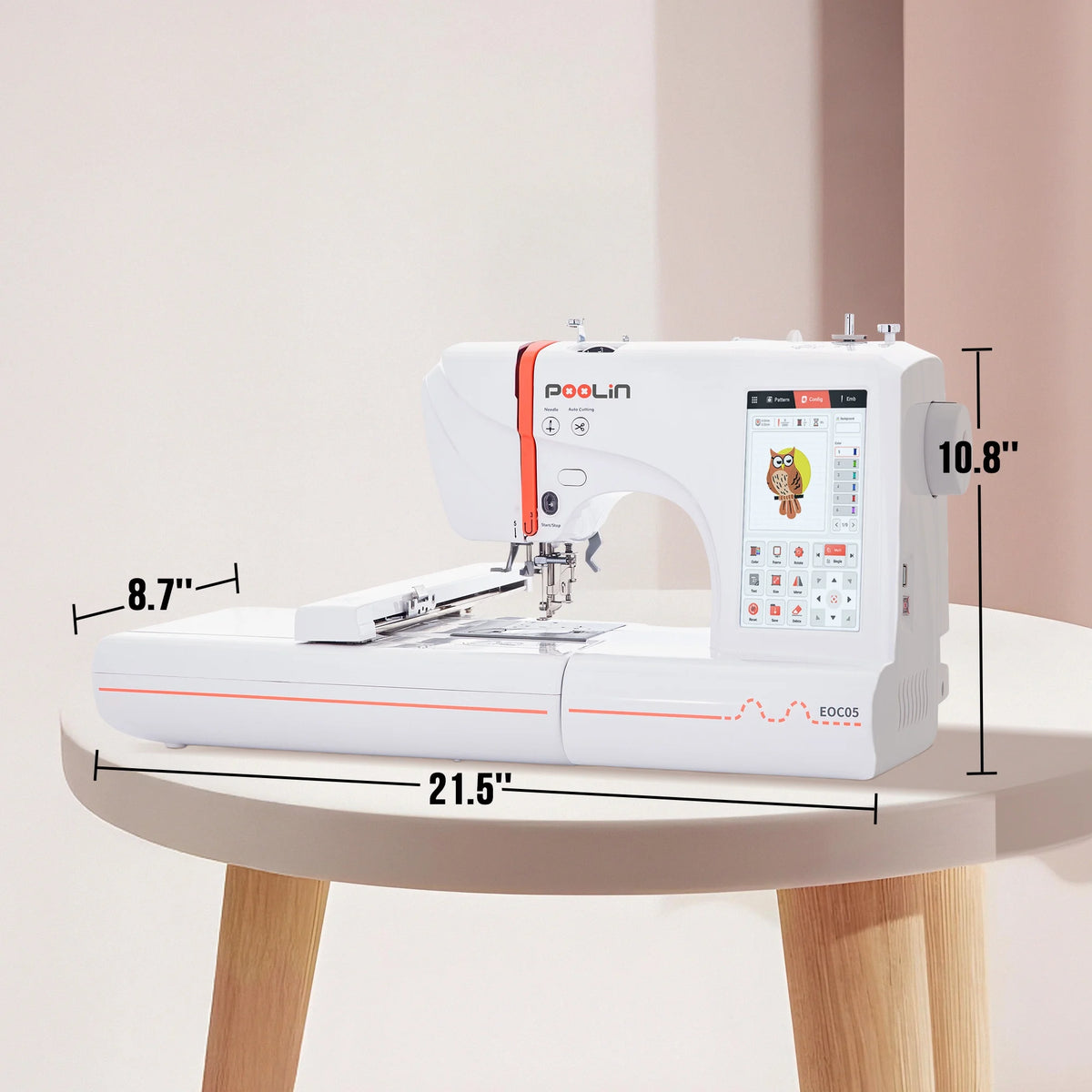 Machine à broder Poolin EOC05, zone de broderie 4 x 9,25 po, écran tactile 7 po, avec kit