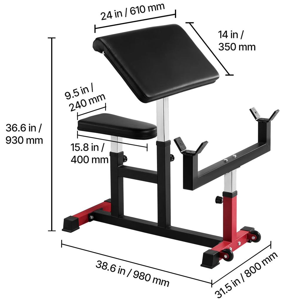 Banc à biceps VEVOR, machine de musculation pour biceps, charge max 200 kg, équipement de musculation à domicile, station assise pour isoler les biceps avec haltères et barres, banc de musculation réglable pour salle de sport à domicile
