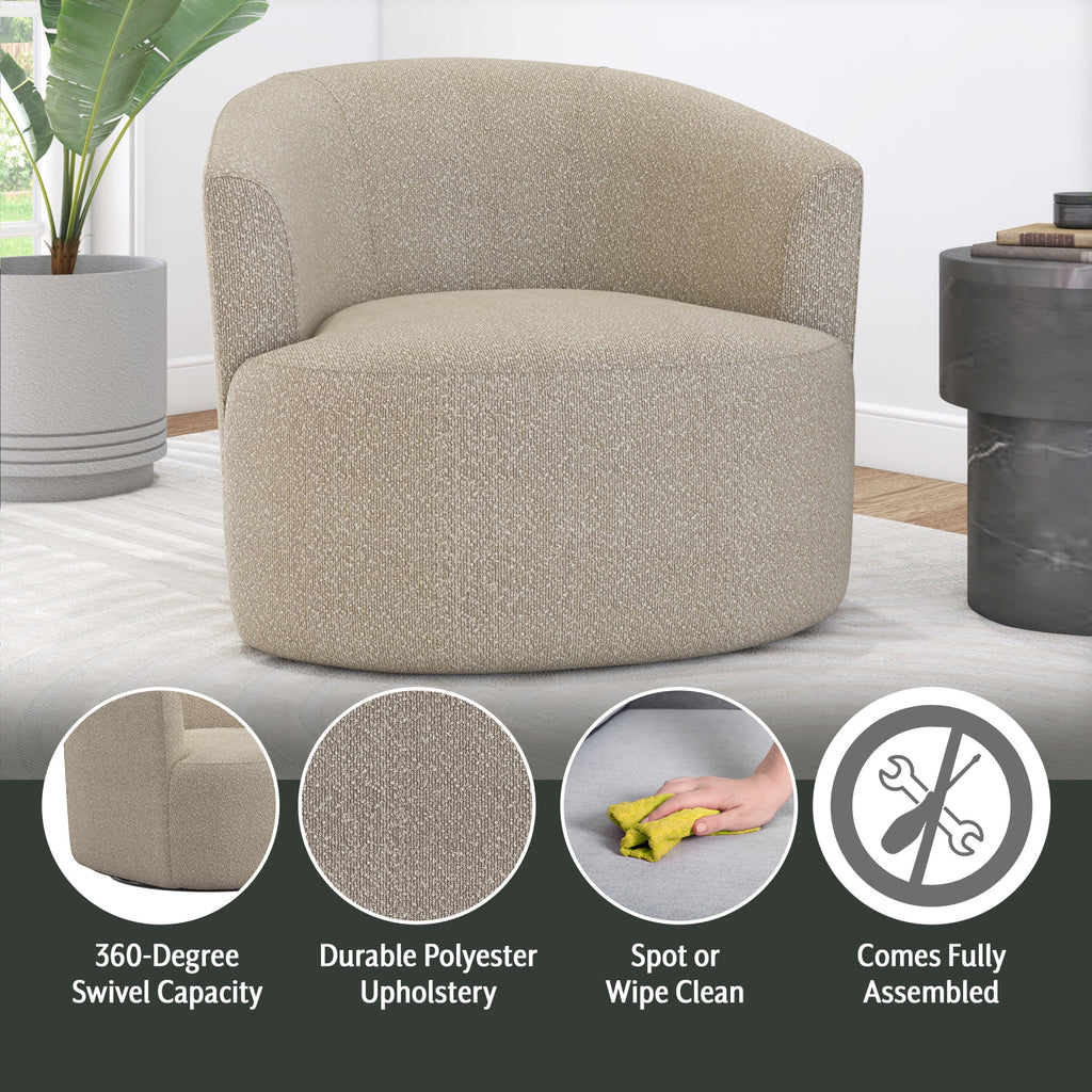Fauteuil d'appoint pivotant en bouclé Mainstays, taupe