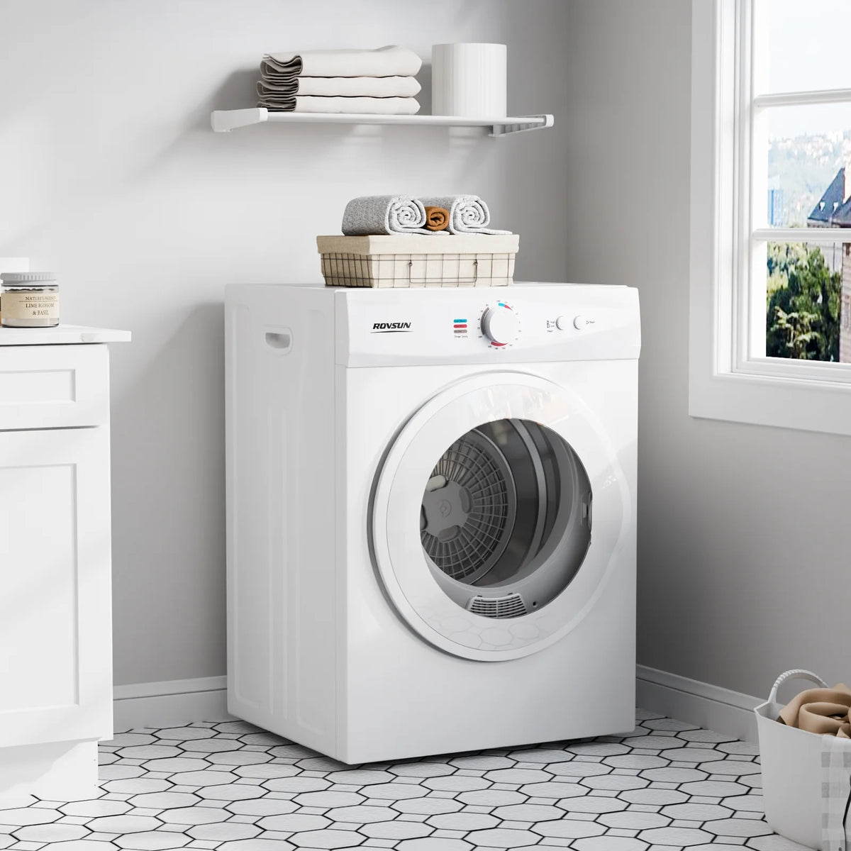 Sèche-linge portable VINGLI de 1,8 pi³, sèche-linge à chargement frontal compact avec tambour en acier inoxydable pour appartement, maison ou résidence universitaire