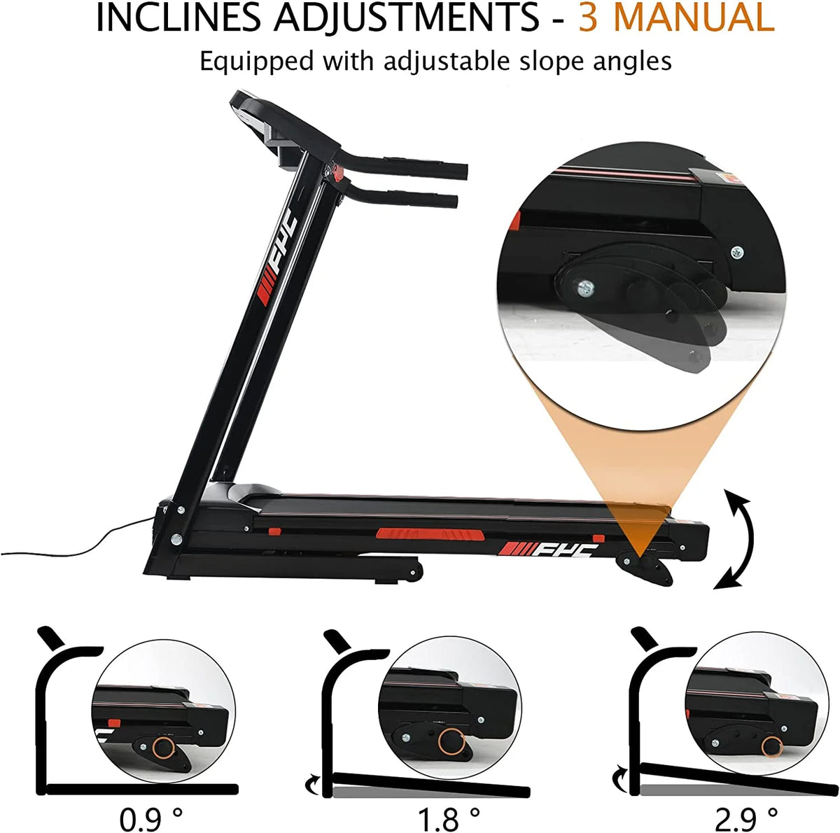 Tapis de course pliable pour la maison avec moteur de 3,5 CV, capacité de charge de 330 lb, inclinaison à 3 niveaux, surface de course de 16,5 po, vitesse de 10 mi/h, tapis de course électrique pliable avec application/Bluetooth/inclinaison