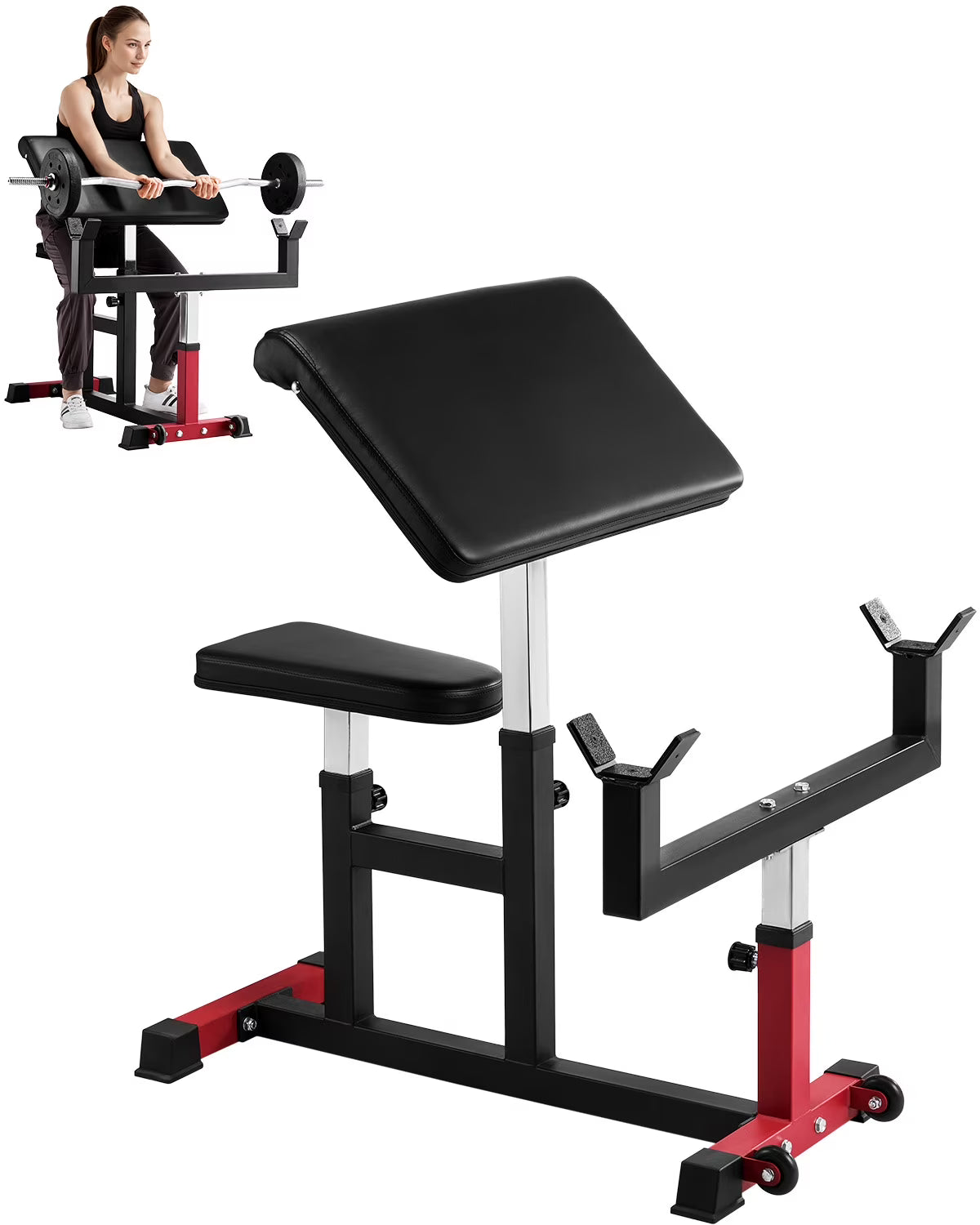 Banc à biceps VEVOR, machine de musculation pour biceps, charge max 200 kg, équipement de musculation à domicile, station assise pour isoler les biceps avec haltères et barres, banc de musculation réglable pour salle de sport à domicile