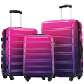 Ensemble de 3 valises, valise rigide 20/24/28 pouces avec cadenas TSA et roulettes pivotantes, bagages de voyage légers et extensibles pour homme et femme, multicolore violet