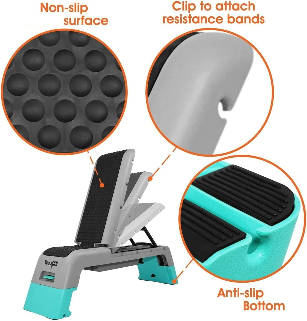 Plateforme de step et de fitness aérobique multifonctionnelle Yes4All, bleue et grise