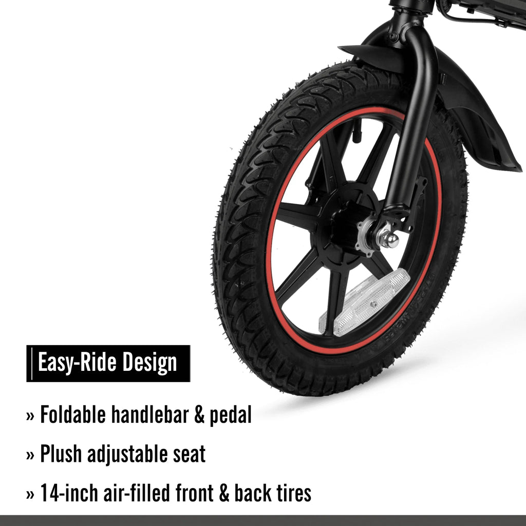 Vélo électrique compact et pliable Hyper Bicycles 14 36V avec accélérateur, moteur de 350W, âge recommandé : 14 ans et plus