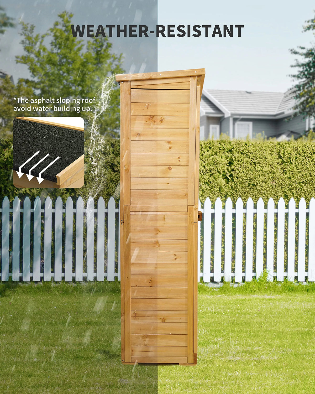 Abri de rangement extérieur large Aiho 55 avec portes doubles verrouillables - Abri de jardin résistant aux intempéries pour terrasse, jardin et pelouse, gris