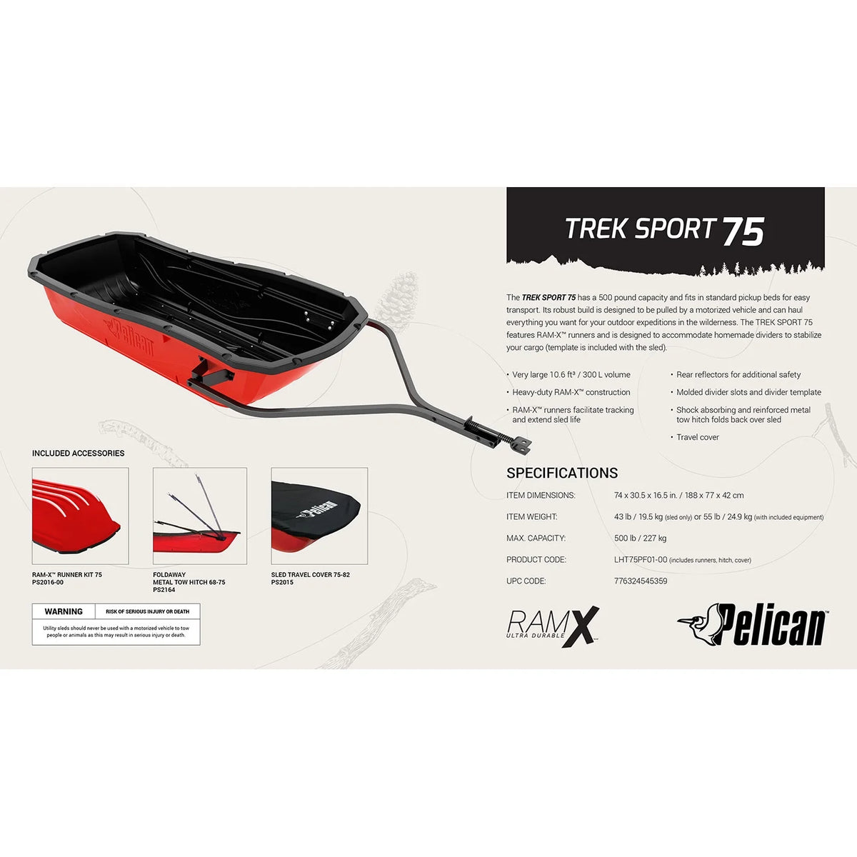 Pelican - Traîneau utilitaire Trek Sport 75