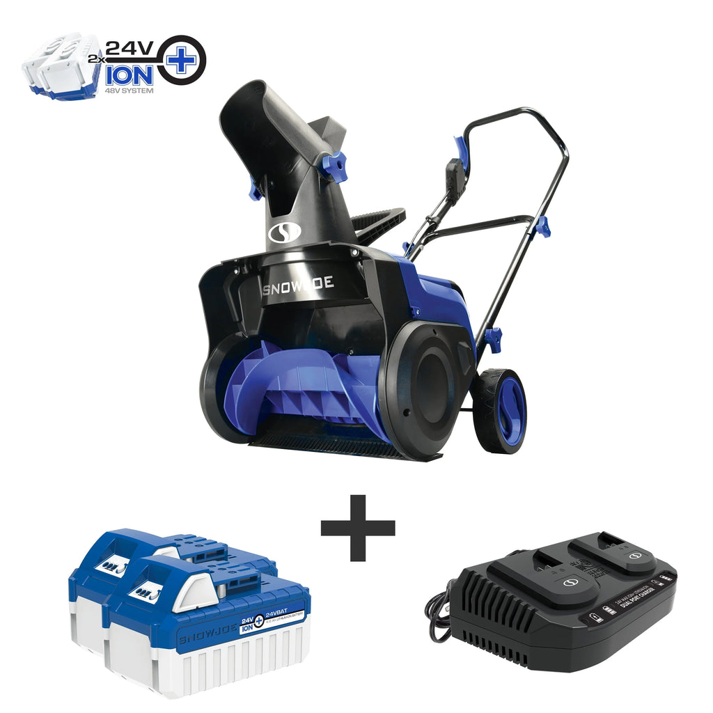 Souffleuse à neige sans fil Snow Joe 48 V de 15 pouces, moteur sans balais de 750 W, 2 batteries de 4,0 Ah et chargeur