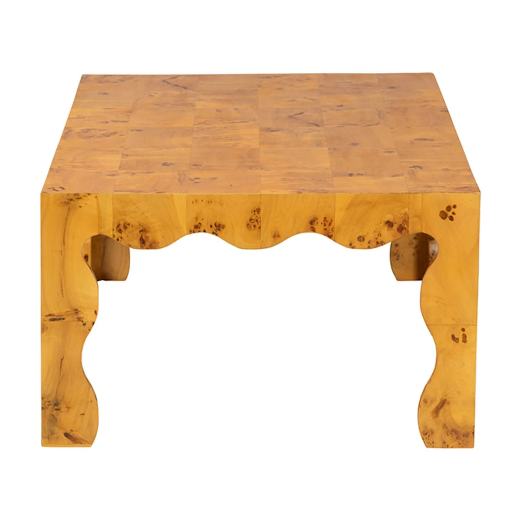Table basse moderne et contemporaine en bois de loupe naturel véritable bali & pari Huxley