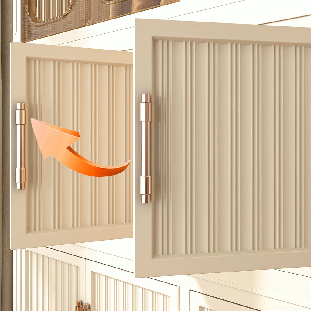 Penderie portable pour enfants Montary avec portes magnétiques et tringle – Meuble de rangement en plastique à 4 casiers pour chambre d'enfant