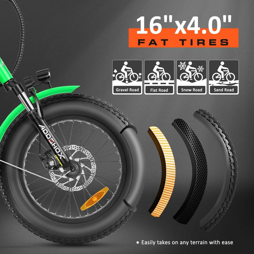 Tricycle électrique semi-allongé Addmotor M-360II, 85 mi, vélo électrique à 3 roues avec pneus larges pour adultes, tricycle électrique 750 W 48 V 20 Ah pour seniors, 20 pouces, avec différentiel de vitesse, vert