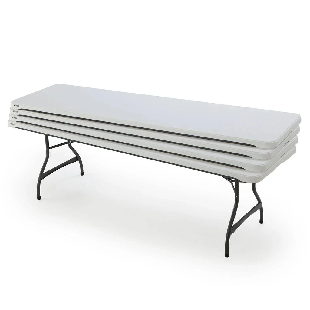 Lot de 4 tables pliantes empilables commerciales Lifetime, 8 pieds - Blanc (80344)