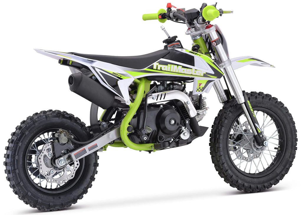 Moto tout-terrain Trailmaster TM15 110 cc semi-automatique à 4 vitesses, hauteur de selle de 24,21 pouces, freins à disque, cadre à double triangulation (rouge)