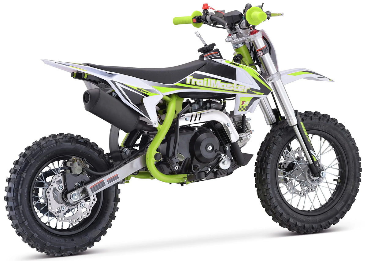 Moto tout-terrain Trailmaster TM15 110 cc semi-automatique à 4 vitesses, hauteur de selle de 24,21 pouces, freins à disque, cadre à double triangulation (rouge)