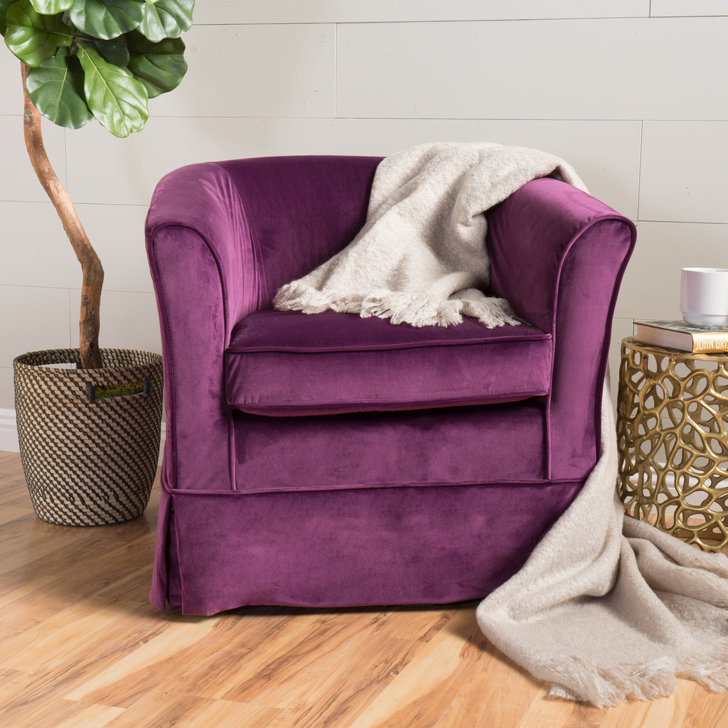 Fauteuil club pivotant contemporain Tiffin de GDF Studio, tissu naturel et noir