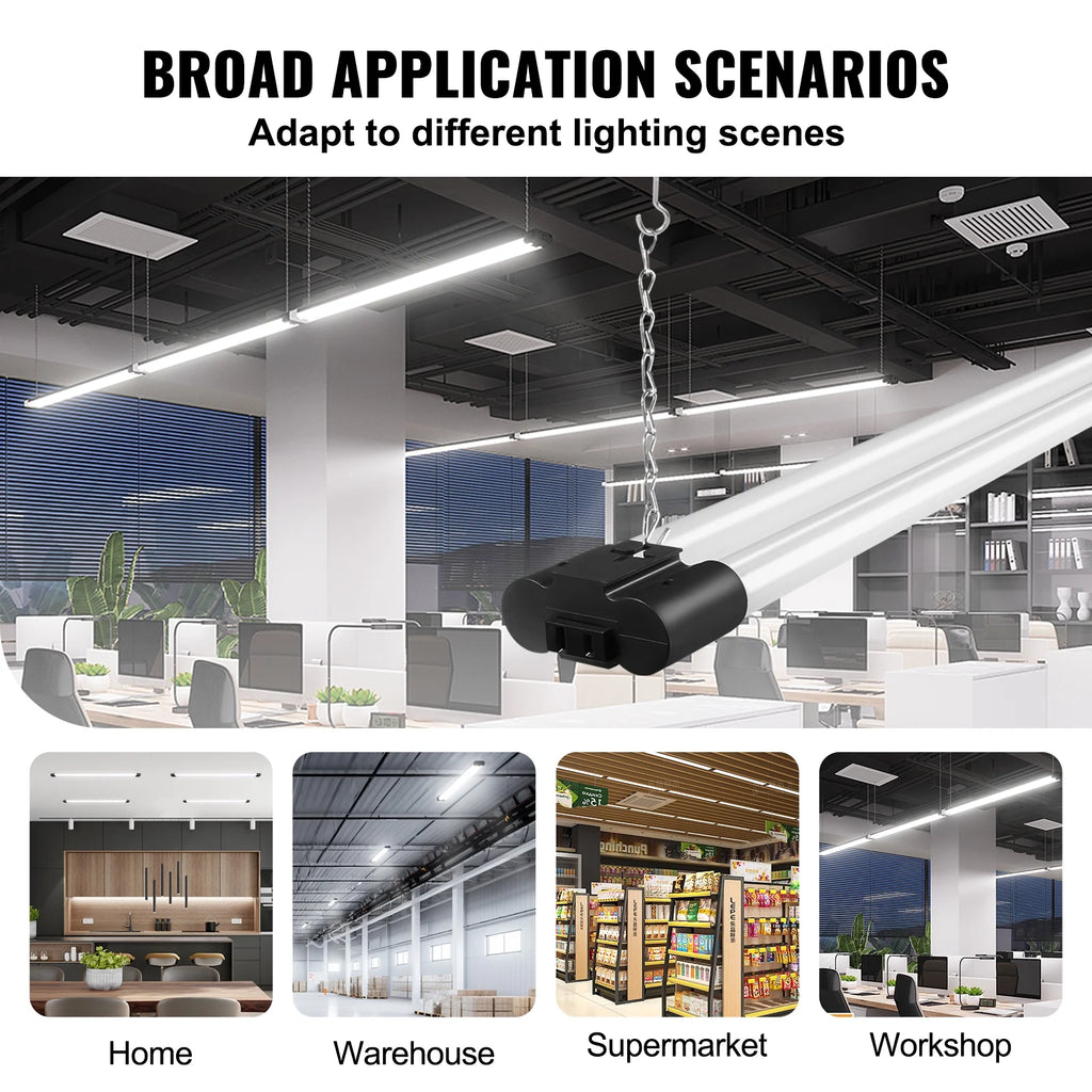 Lot de 10 lampes d’atelier à LED BENTISM, 4 pi, 40 W, raccordables, 4 500 lm, montage en saillie ou suspendu, 59 po, avec cordon d’alimentation et interrupteur marche/arrêt, pour garage, entrepôt, atelier à domicile ou bureau