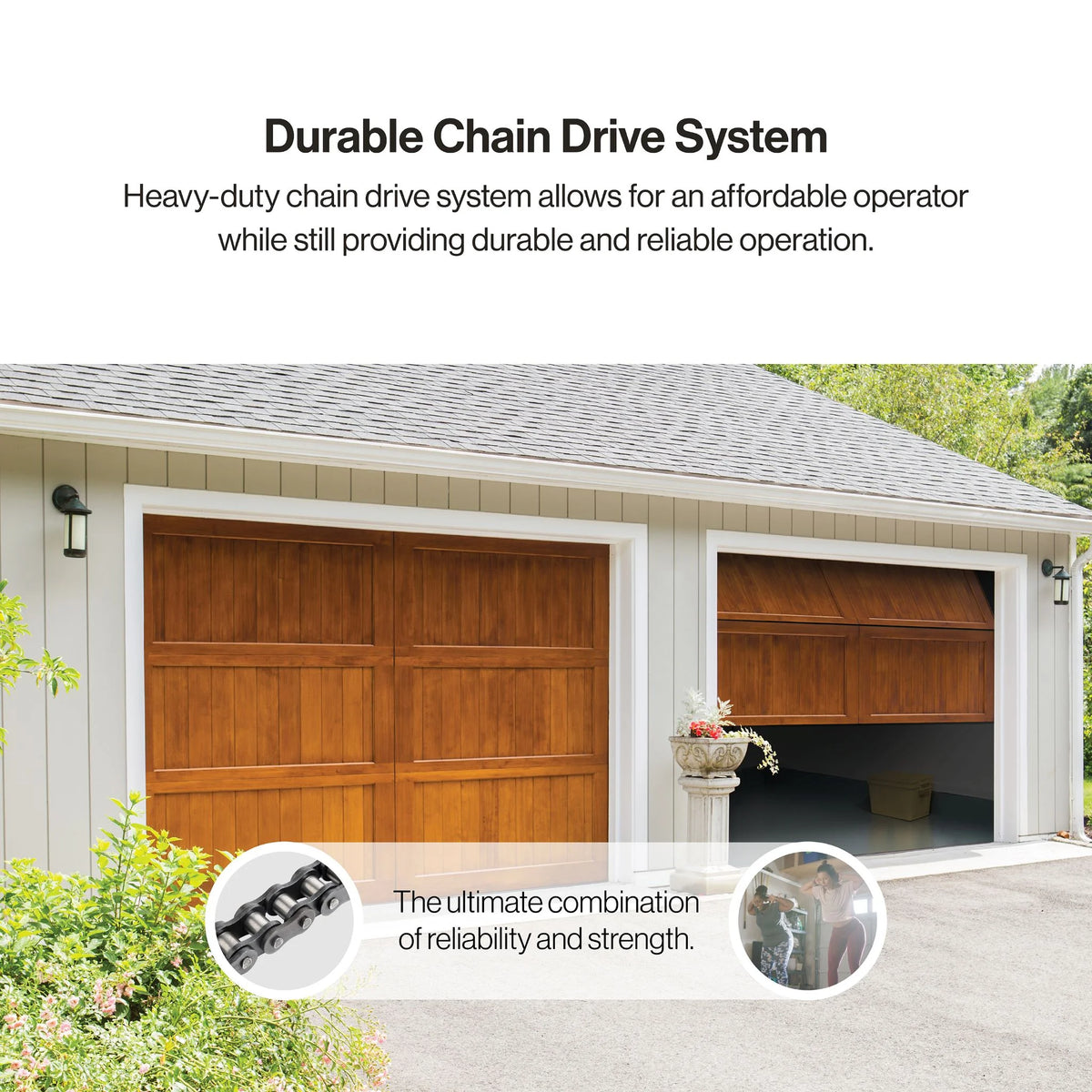 Ouvre-porte de garage Genie Chain Drive 750 3/4 HPc avec batterie de secours – Ultra résistant –