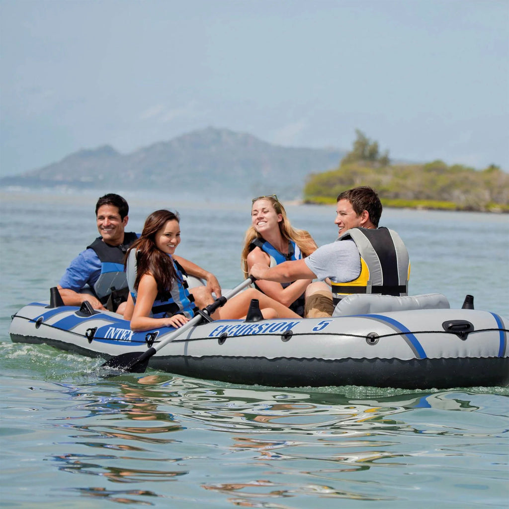 Bateau de pêche gonflable Intex Excursion pour 5 personnes avec support de moteur en composite