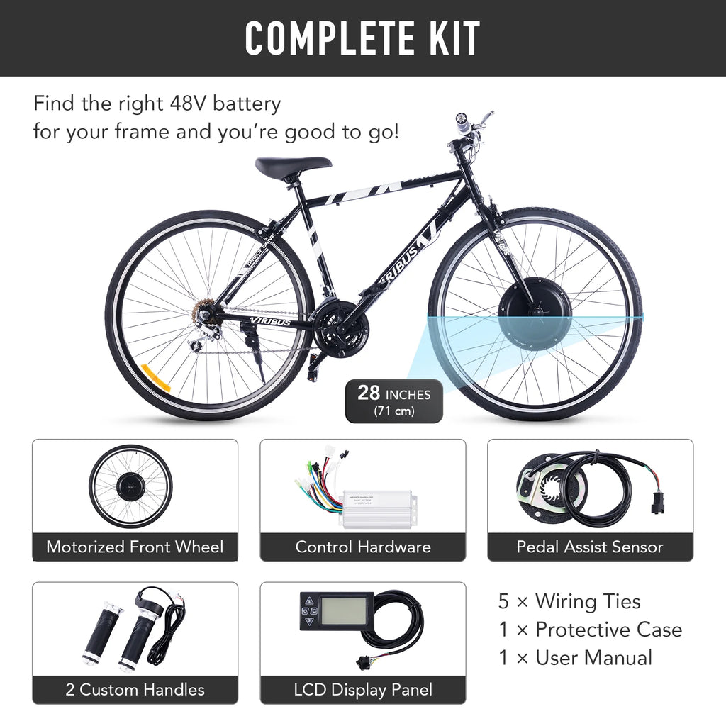 Kit de conversion de vélo électrique Viribus pour roue arrière 26, moteur-roue 1000 W, écran LCD, kit DIY pour vélo électrique