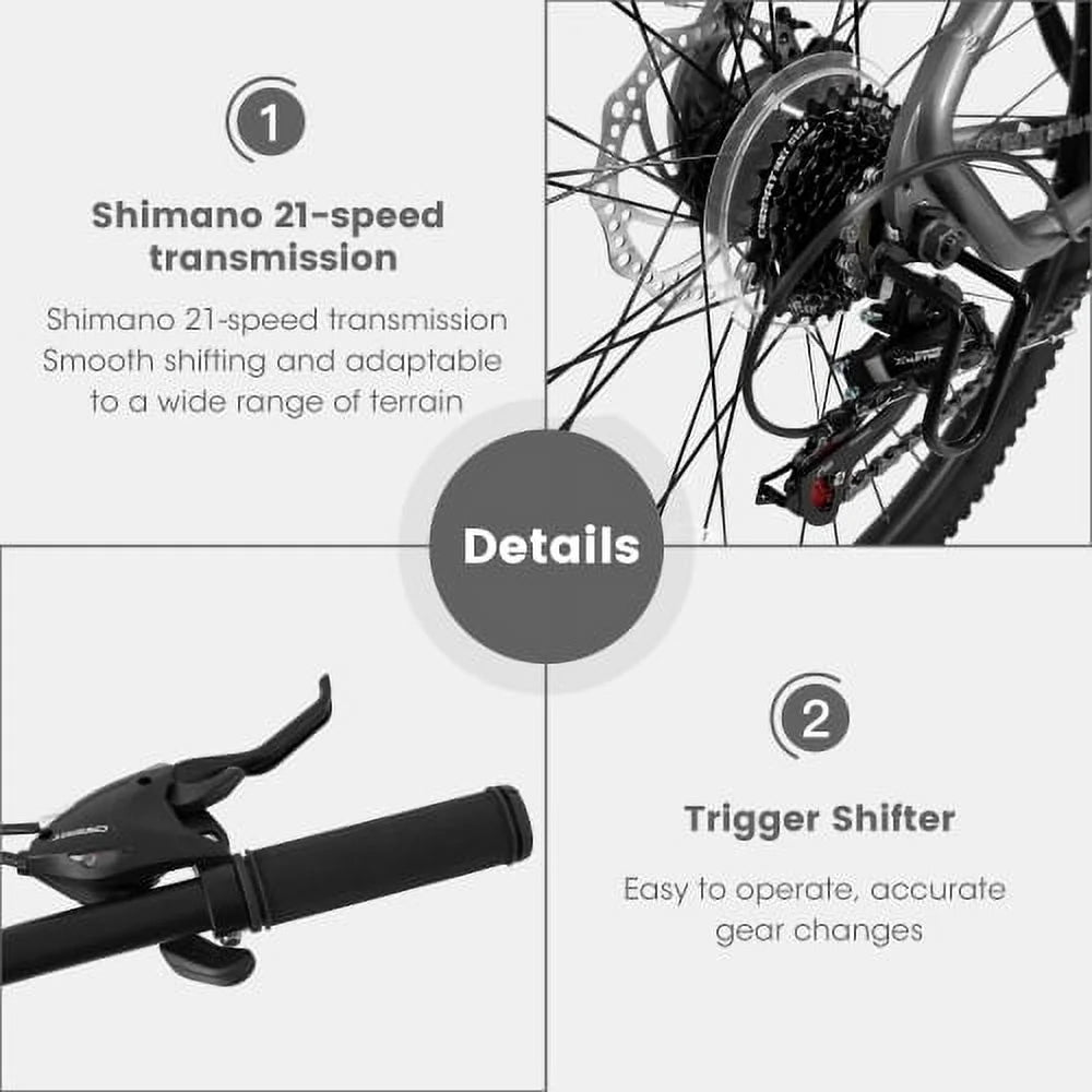 Vélo de route hybride Raistyw 700C, vélo de montagne tout-terrain 16 vitesses avec freins à disque, cadre léger en aluminium, vélo de course pour homme et femme, taille L, noir