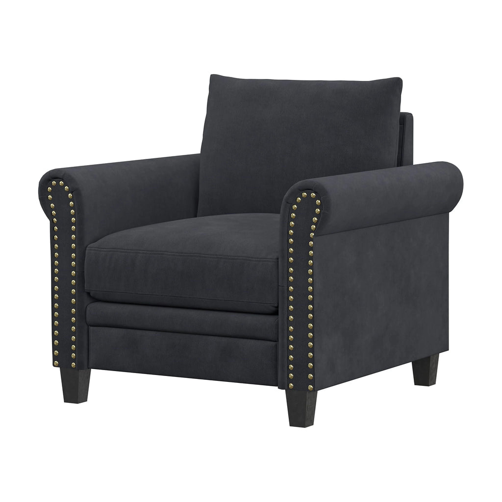 Fauteuil Fallon Lifestyle Solutions avec finition cloutée, tissu gris