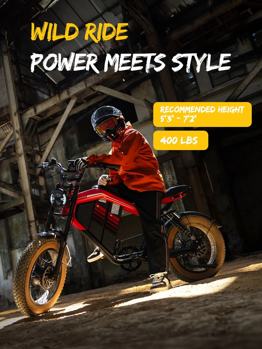 Luckeep M5 Electric Bike for Adults/Teen, 1500W Peak Motor, Max 32MPH,48V 15AH Battery, Max 60 Miles Electric Motorcycle for Mountains,20 Fat Tire Electric Dirt Bike,Sand,Road,Full Suspension