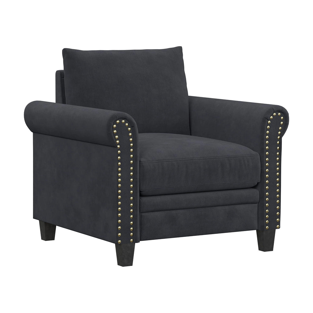 Fauteuil Fallon Lifestyle Solutions avec finition cloutée, tissu gris