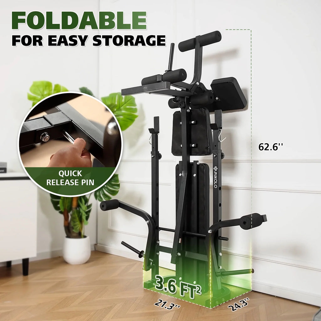Ensemble de banc de musculation réglable Mikolo, capacité de 800 lb, banc de musculation complet 6-en-1 avec extension des jambes, ensemble de banc de musculation multifonction pour salle de sport à domicile