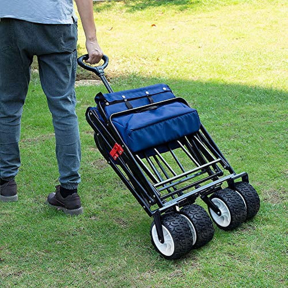 BEAU JARDIN Chariot Pliable de 300 Livres Capacité Chariot de Plage Pliable Robuste Chariot Utilitaire de Courses pour Jardin Sports Achats Extérieur Roues Tout-Terrain Portable Noir
