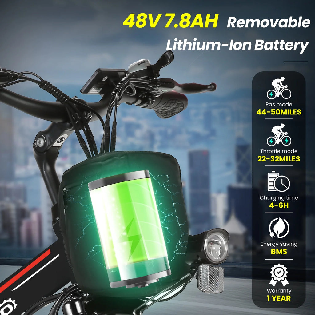 Vélo électrique pliant Gocio 26 pour adultes, VTT électrique 500W, Double amortisseur, Batterie 48V 7,8Ah, Shimano 21 vitesses, UL2849