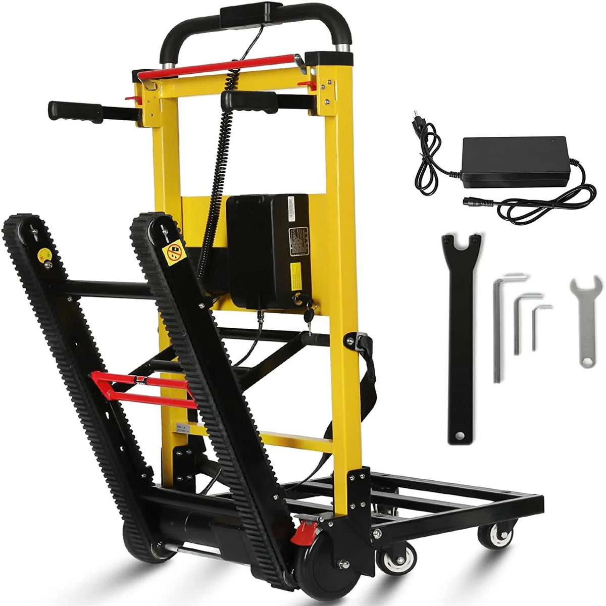 Chariot monte-escaliers électrique Rocita, diable pliant robuste pour charges lourdes de 441 lb, chariot de déménagement à 6 roues, diable à moteur électrique sur batterie