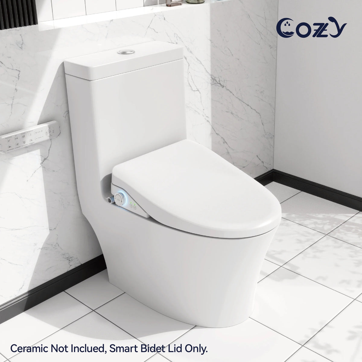 COZY Abattant de Toilette Bidet Électrique, 15,4 x 19,9 pouces, Abattants de Toilette Bidet Réglables