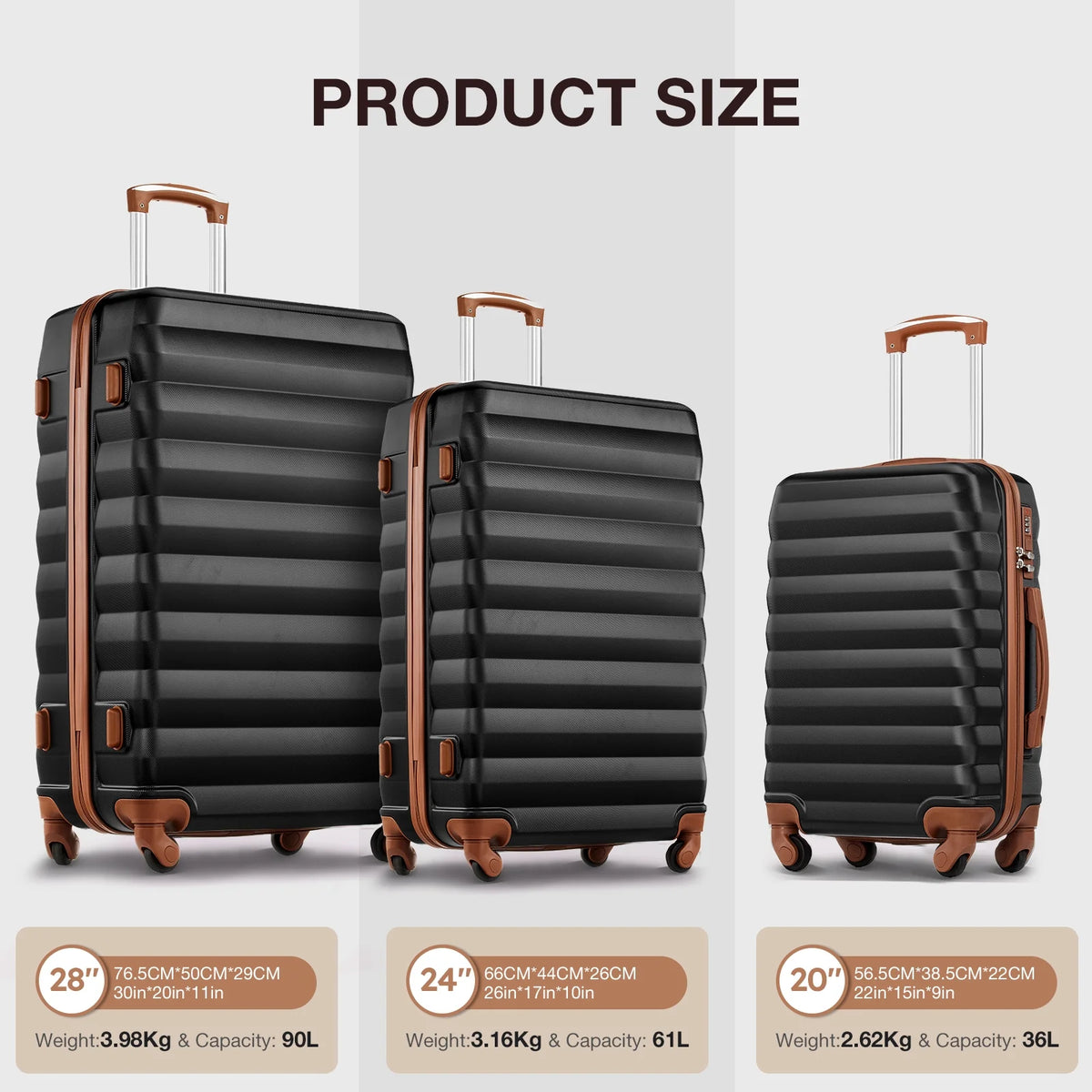 Ensemble de 9 pièces comprenant 3 valises rigides de 20, 24 et 28 pouces, 6 sacs de rangement et valises de voyage à roulettes, rose