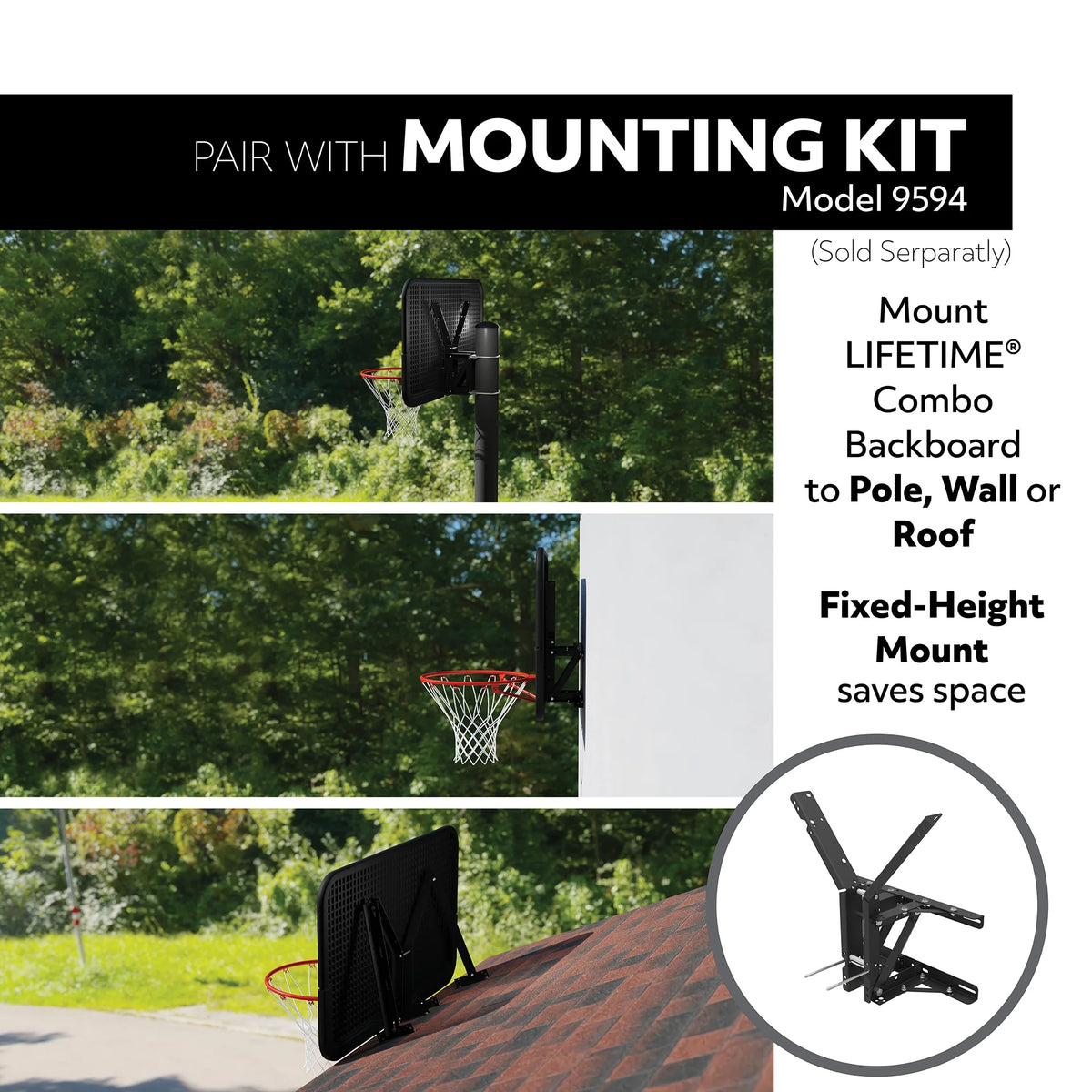 Kit complet de panneau et de cercle de basket-ball d’intérieur/extérieur Lifetime New (polycarbonate de 54 pouces) - 71526