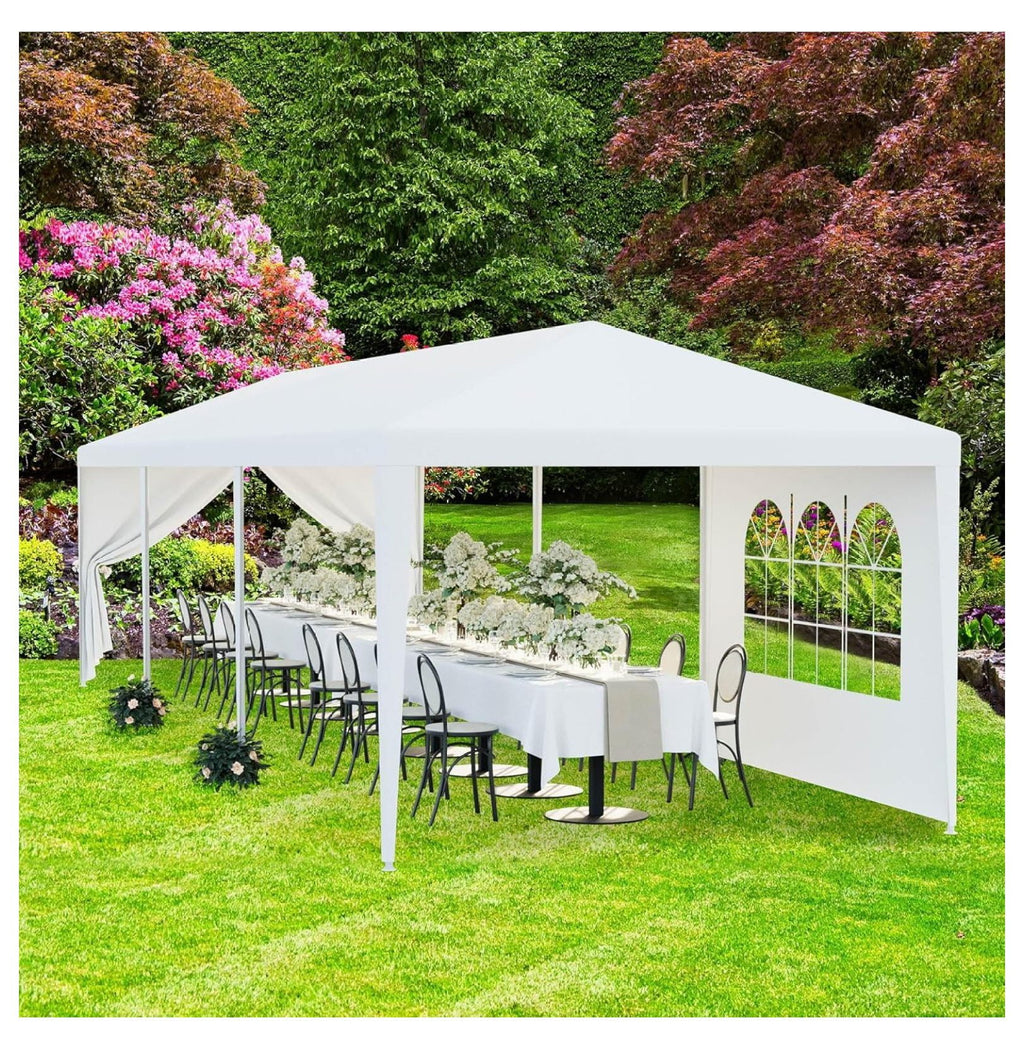 Tente de réception extérieure 10'x30', auvent de mariage, chapiteau de camping imperméable, abri de barbecue robuste, 8 parois latérales amovibles (10x30)
