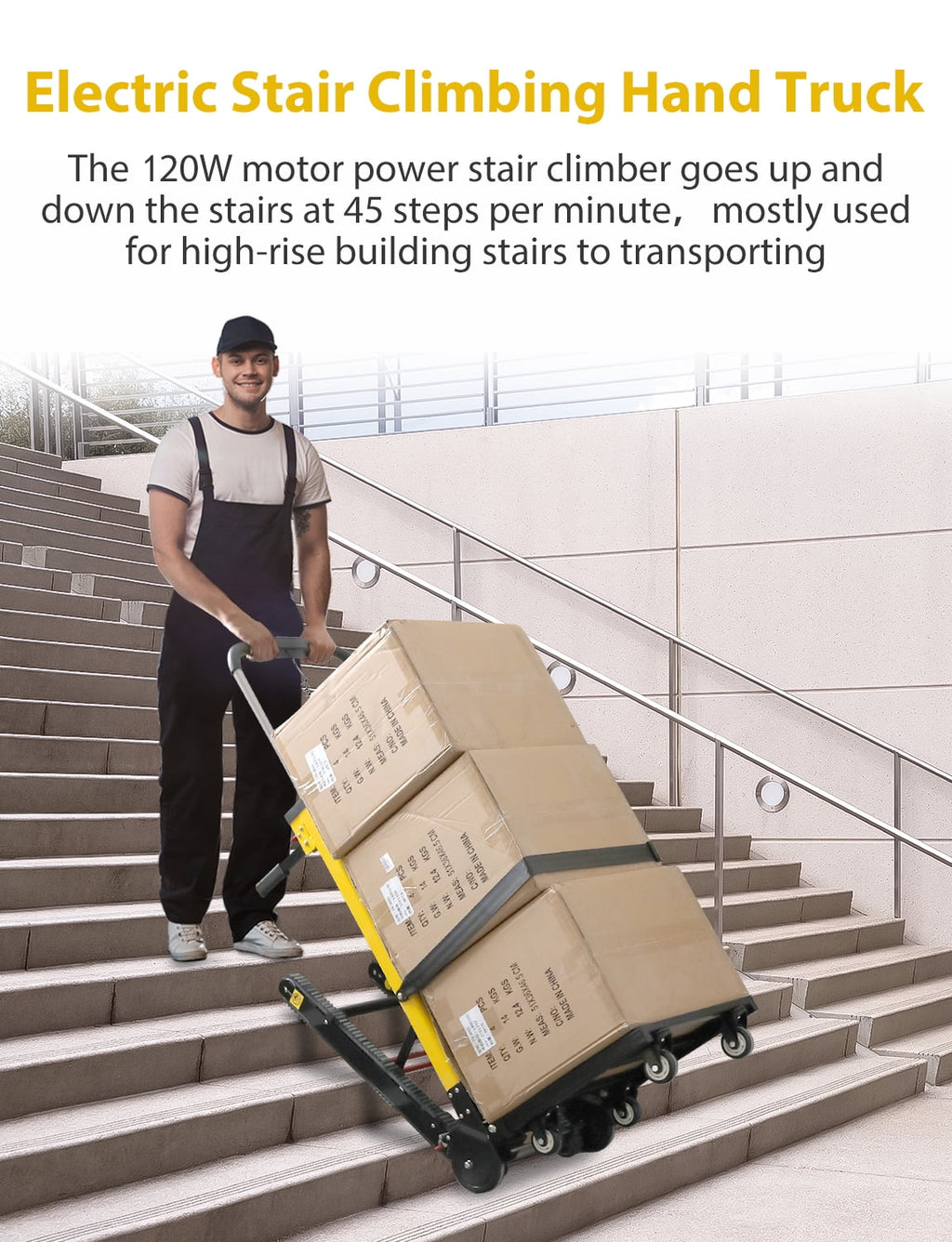 Chariot monte-escaliers électrique Rocita, diable pliant robuste pour charges lourdes de 441 lb, chariot de déménagement à 6 roues, diable à moteur électrique sur batterie