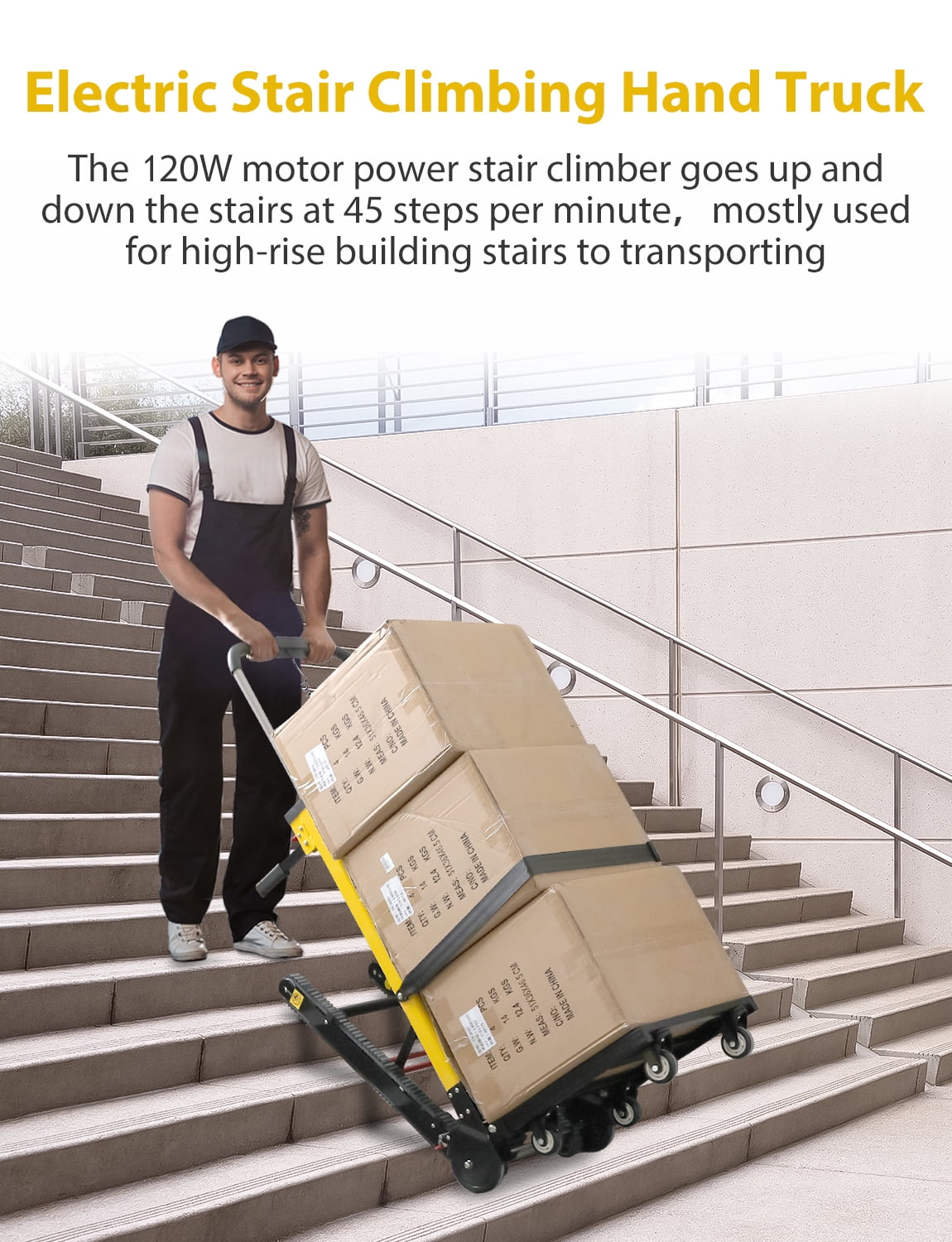 Chariot monte-escaliers électrique Rocita, diable pliant robuste pour charges lourdes de 441 lb, chariot de déménagement à 6 roues, diable à moteur électrique sur batterie