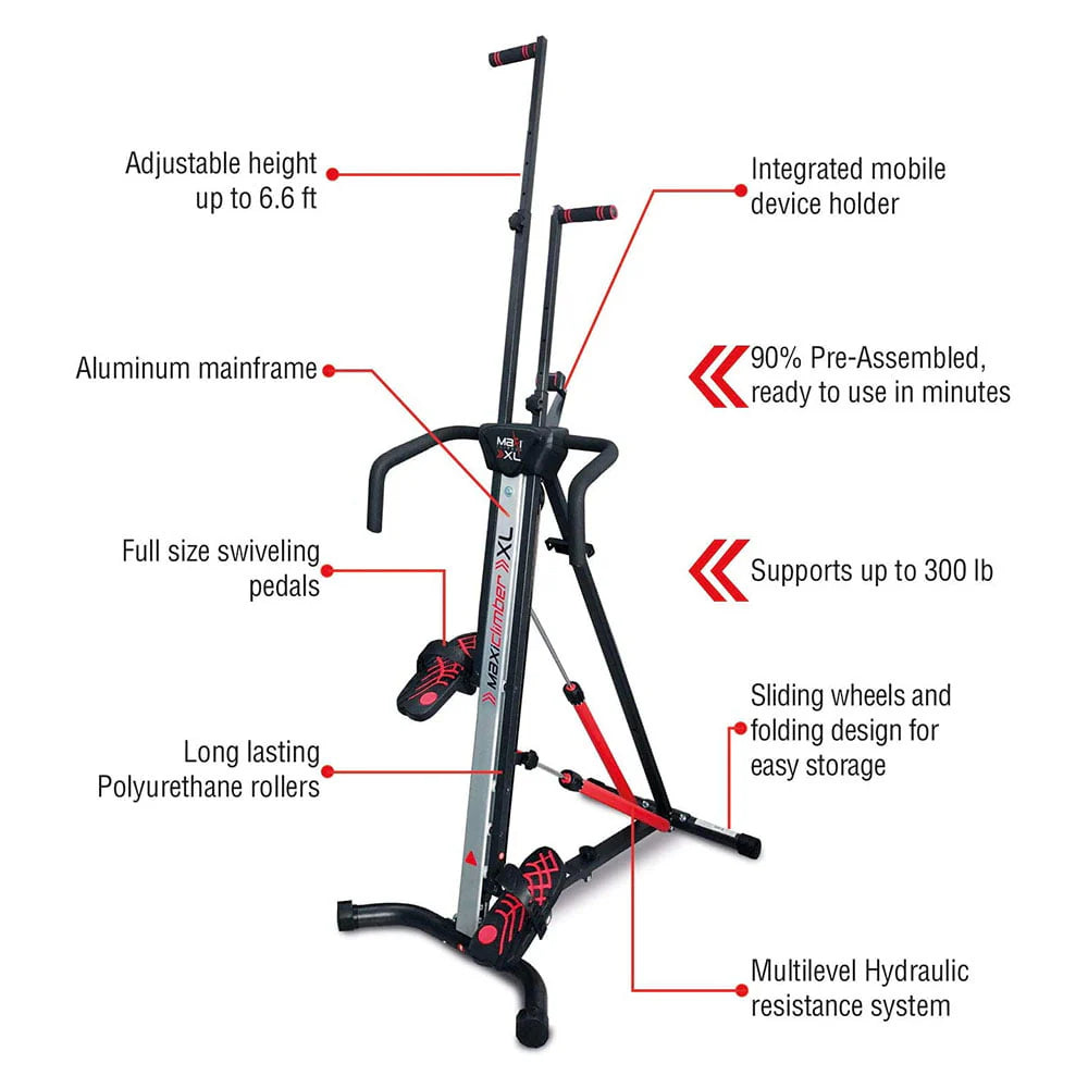 MaxiClimber XL, appareil vertical hydraulique et système d'exercice résistants