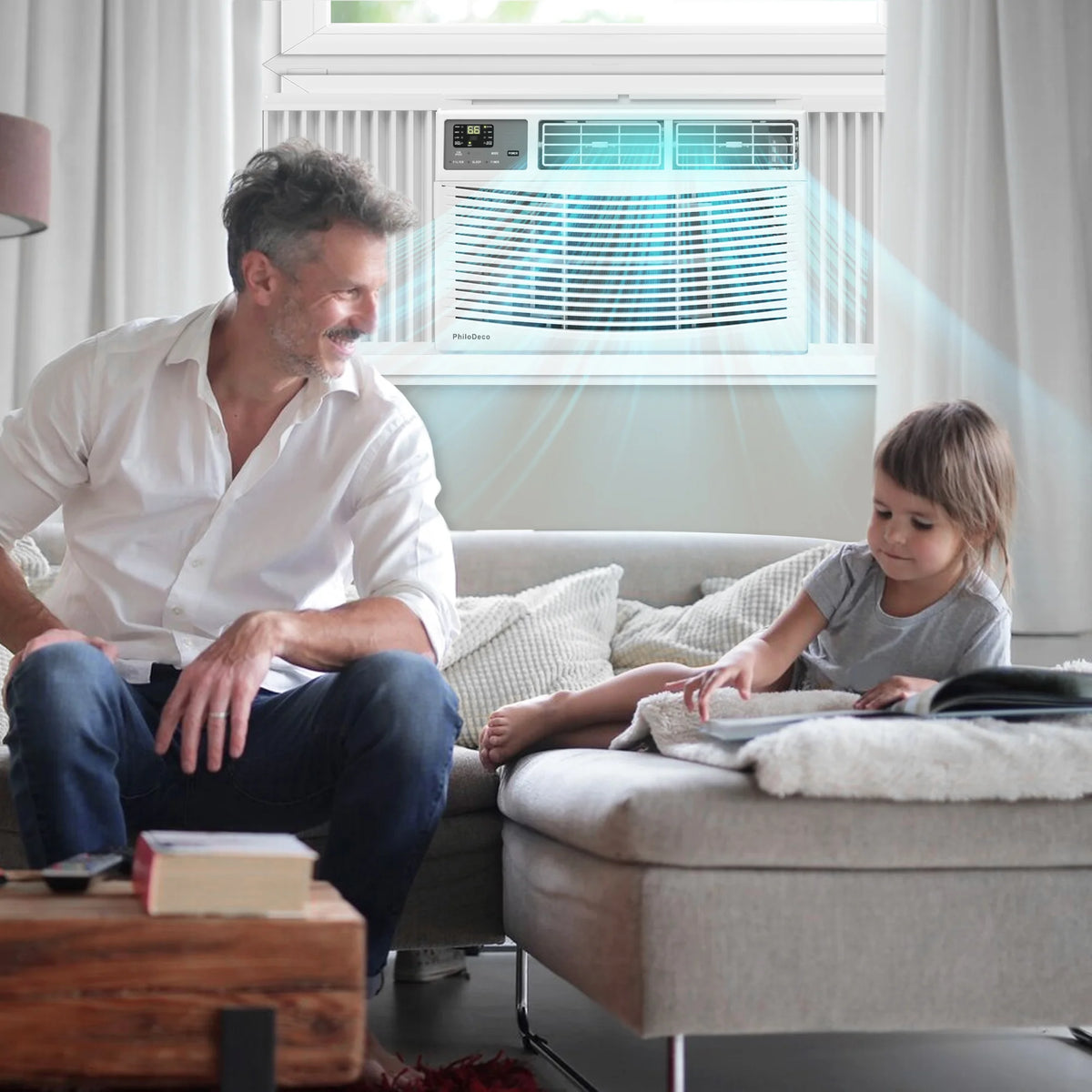 Climatiseur de fenêtre 8000 BTU  350 pi² Intelligent, Écran d’affichage LED, avec télécommande, le climatiseur peut servir de déshumidificateur/ventilateur, fonctionnement silencieux, économe en énergie. Minuterie/Mode sommeil et ÉCO