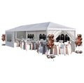 Tente de réception robuste de 10' x 30' - Chapiteau de mariage imperméable avec parois latérales amovibles, abri de type pavillon pour événements en plein air (Blanc)