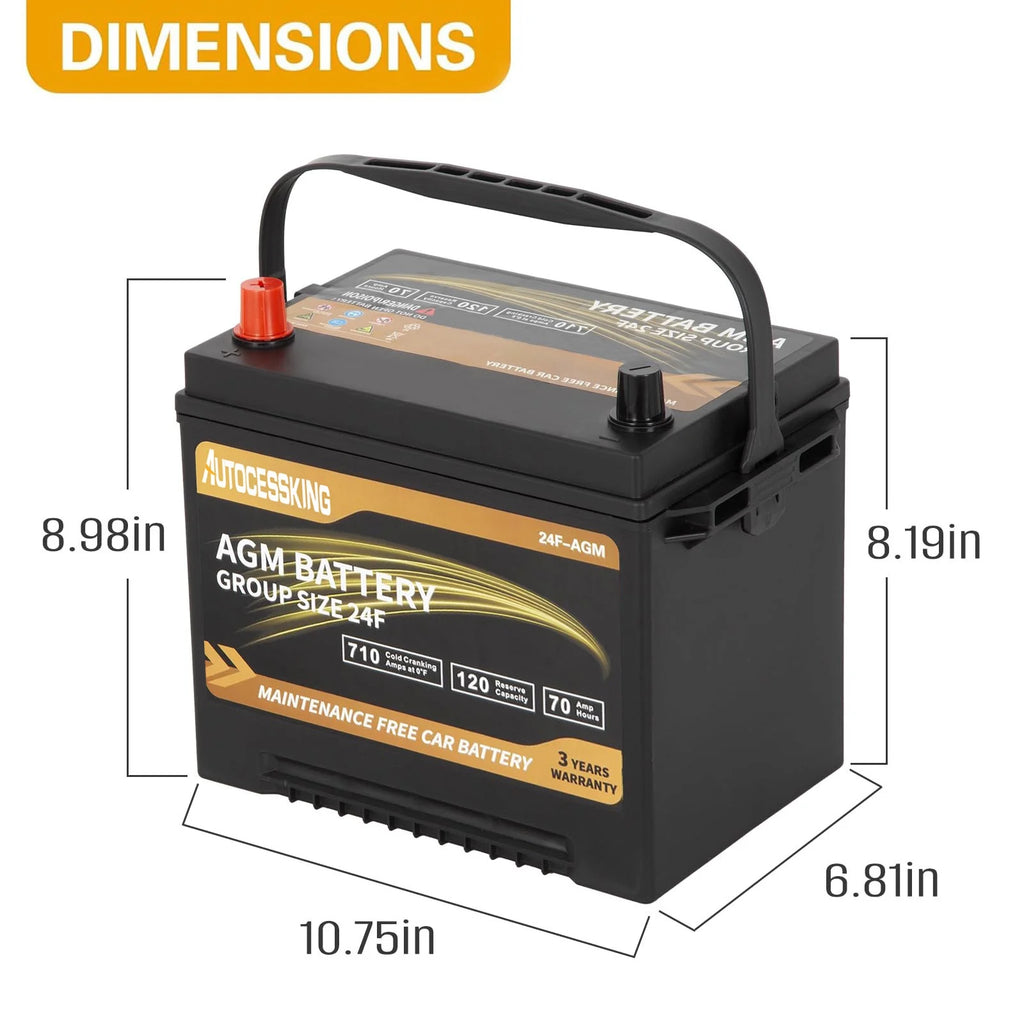 Batterie AGM Autocessking Platinum, batteries rechargeables automobiles groupe 47 pour voiture, 12V H5 680CCA 60Ah 100RC