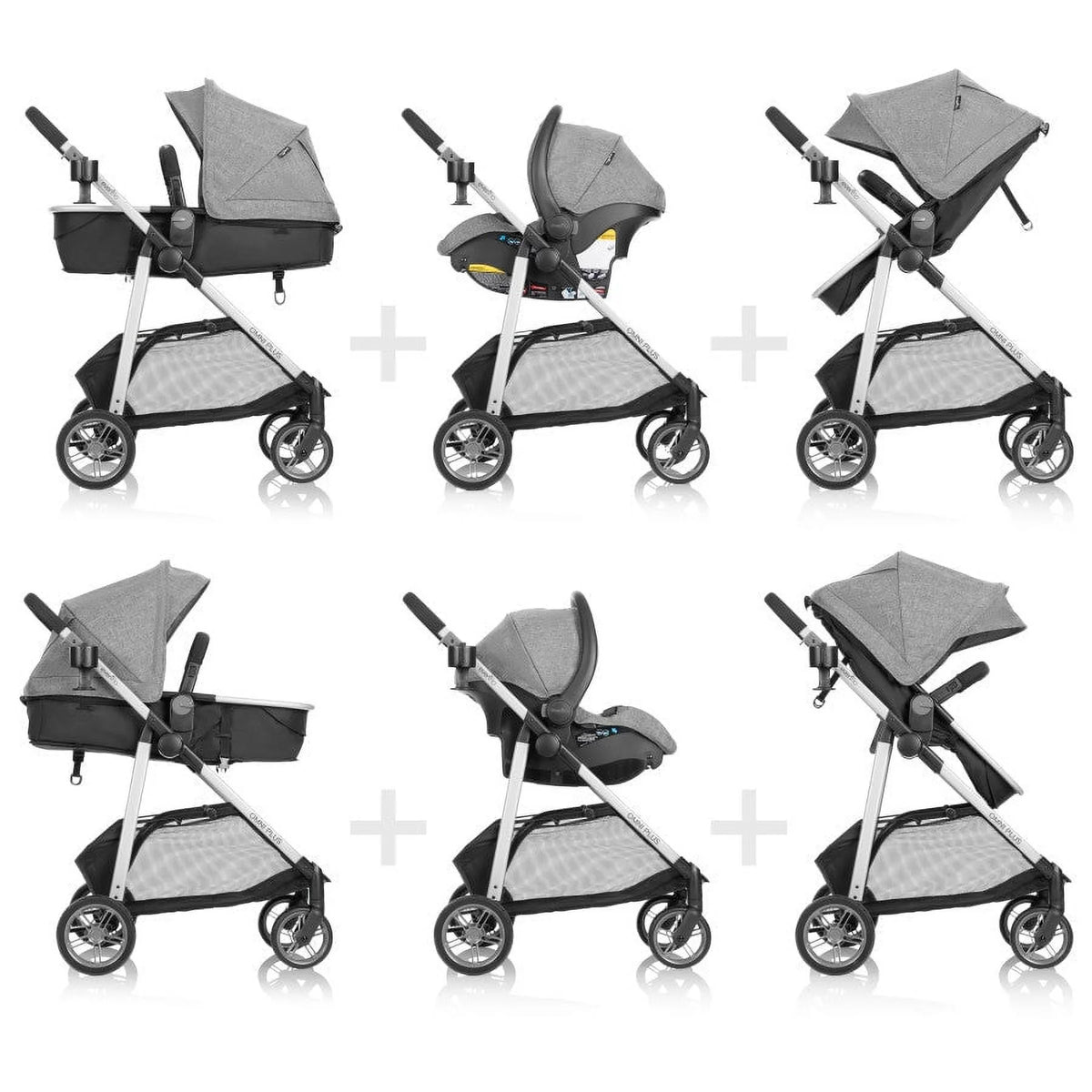 Système de voyage modulaire Evenflo Omni Plus avec siège auto pour bébé LiteMax Sport, gris Mylar, unisexe