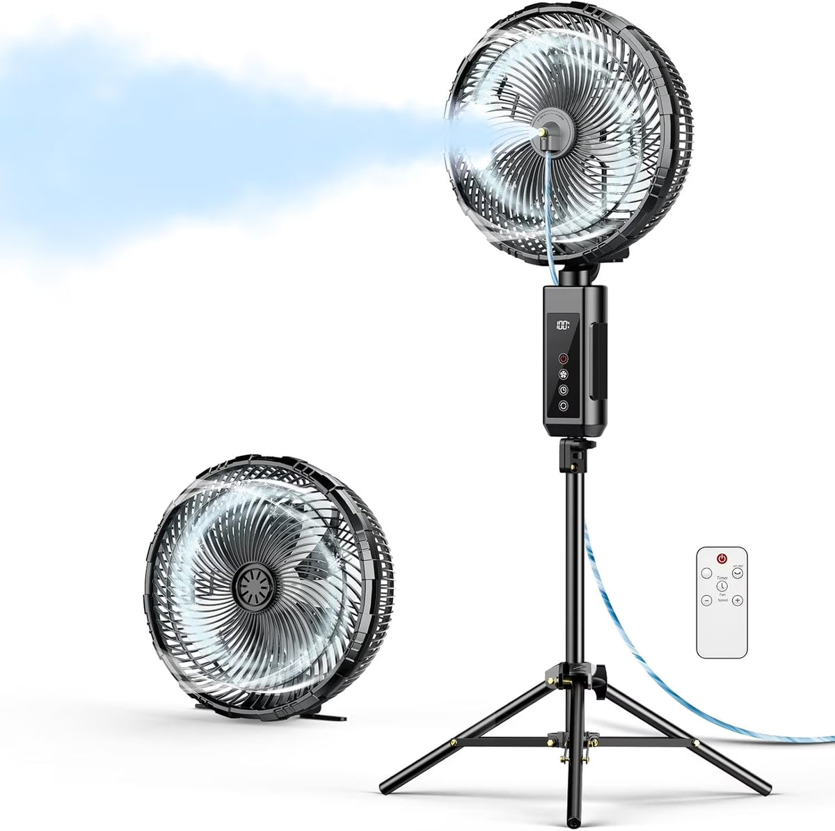 Produits de ventilation portables, ventilateur brumisateur d'extérieur 12 pouces 20000mAh, adapté aux terrasses extérieures