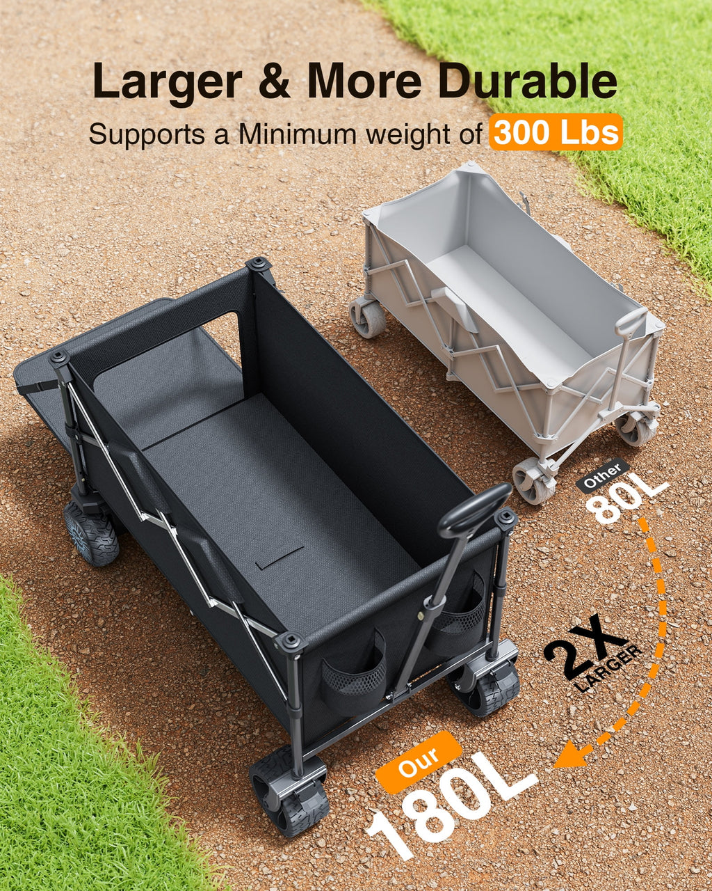 Chariot utilitaire électrique KEESTP, moteur de 300 W, chariot pliable avec roues tout-terrain pour le camping, le jardinage et les courses