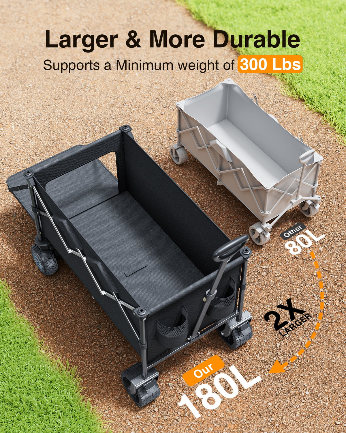 Chariot utilitaire électrique KEESTP, moteur de 300 W, chariot pliable avec roues tout-terrain pour le camping, le jardinage et les courses
