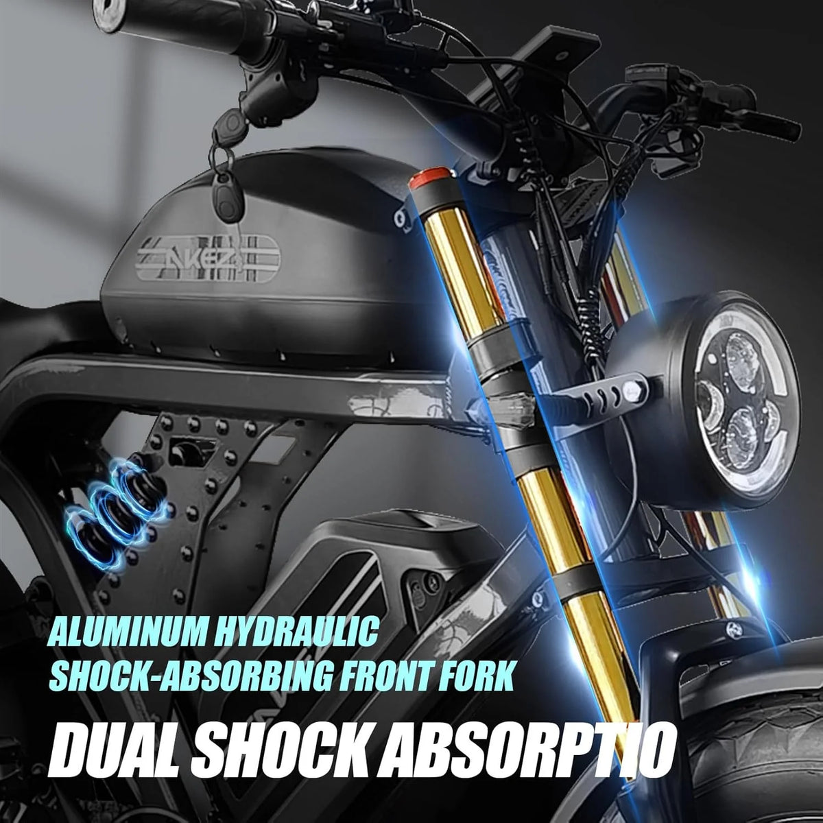 Vélo électrique AKEZ Kingkong 3000 W Peak 1500 W, moto tout-terrain électrique 31 mi/h pour adultes, VTT électrique 48 V 41 A avec double batterie amovible, pneus larges de 20 pouces, 7 vitesses, freins hydrauliques