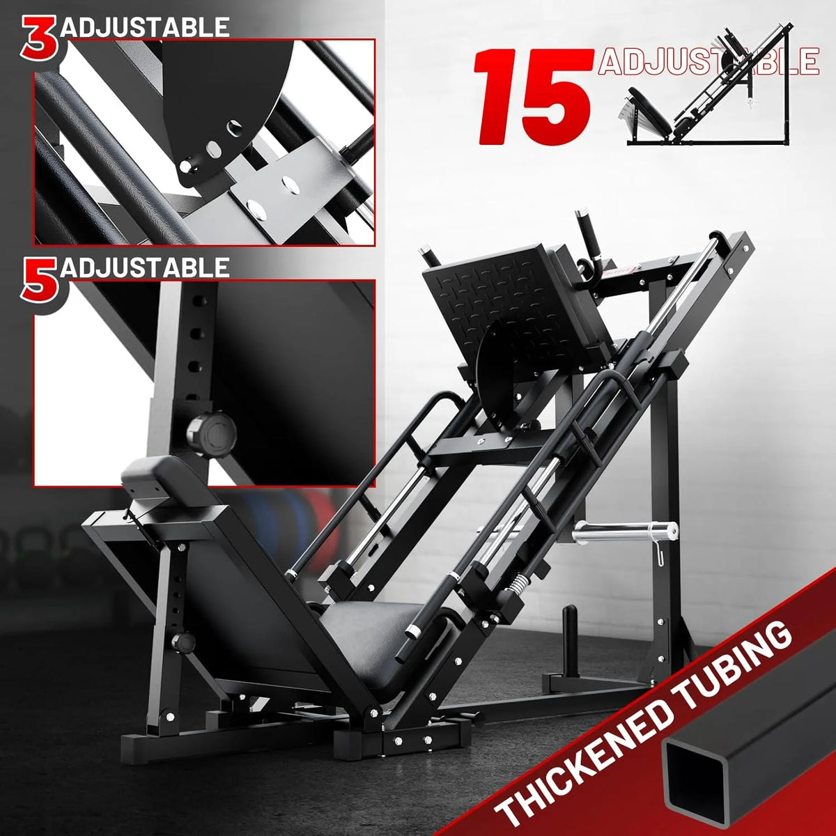 Machine à presse à jambes et hack squat RitFit, Presse à jambes professionnelle réglable pour salle de sport à domicile avec roulement linéaire, Machine hack squat spécialisée pour un entraînement complet du bas du corps avec rangement de poids, Rose
