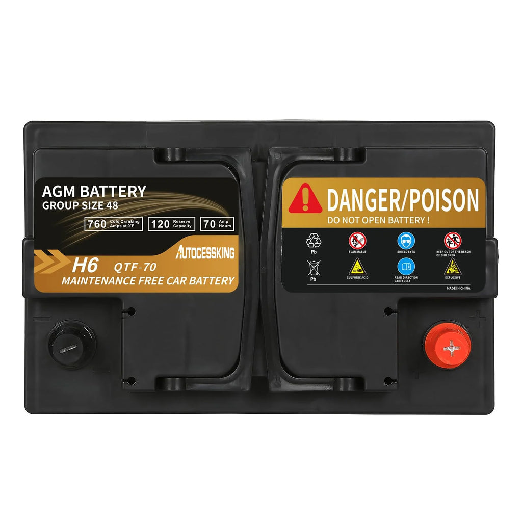Batterie AGM Autocessking Platinum, batteries rechargeables automobiles groupe 47 pour voiture, 12V H5 680CCA 60Ah 100RC