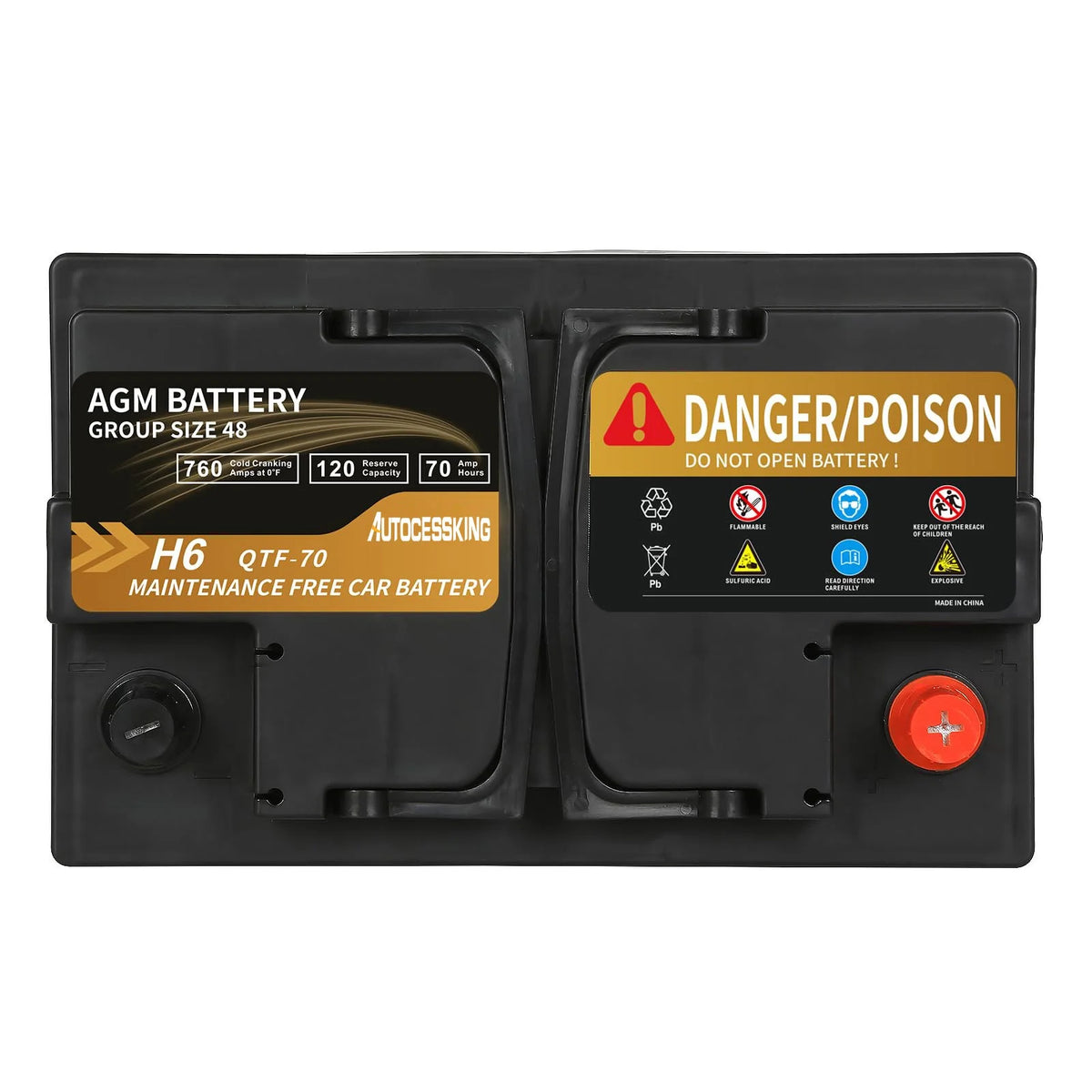 Batterie AGM Autocessking Platinum, batteries rechargeables automobiles groupe 47 pour voiture, 12V H5 680CCA 60Ah 100RC